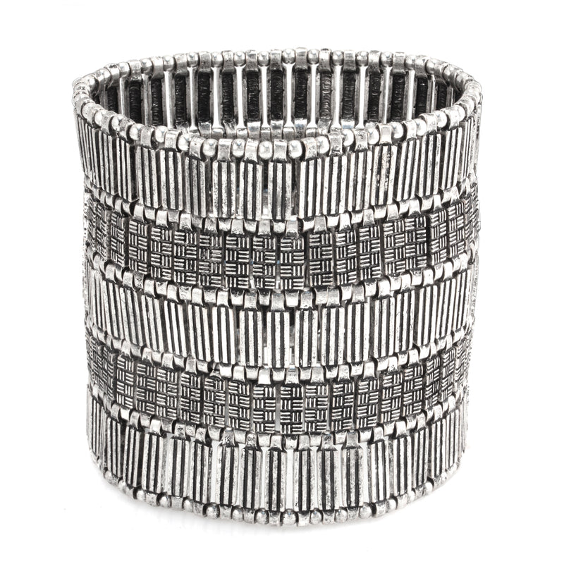 Rhodium-Tone Metal Stretch Bracelets