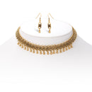 Gold-Tone Metal Earrings And Adjustable Lobster Claw Closure Necklace 