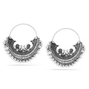 Rhodium-Tone Metal Hoop Earrings