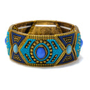 Gold-Tone Metal Blue And Turquoise Stretch Bracelets