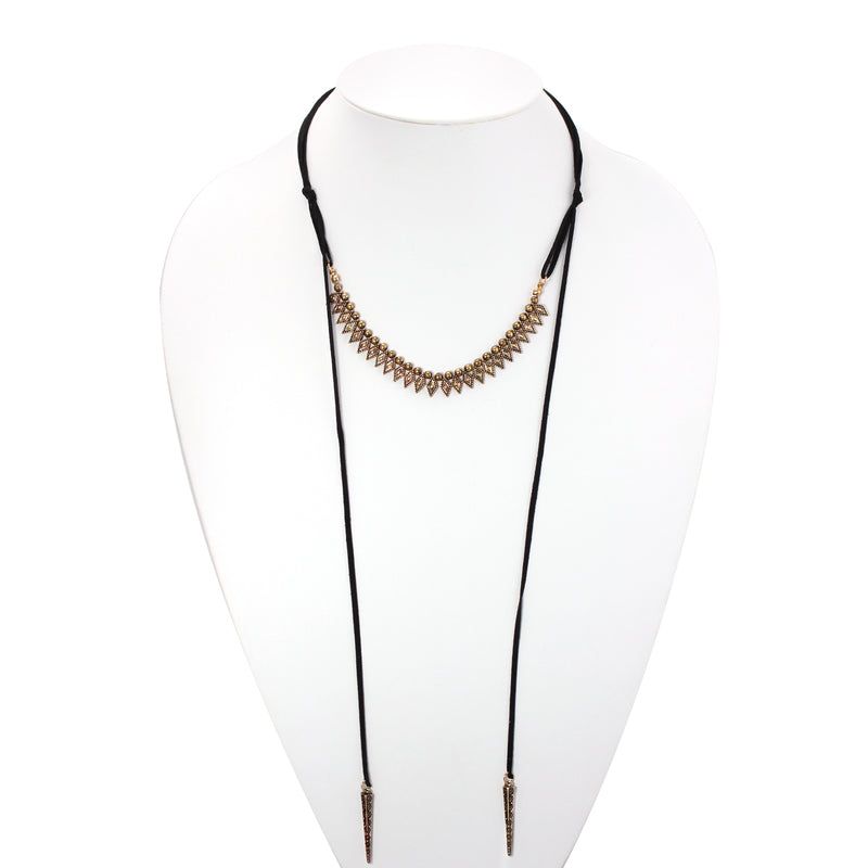Gold-Tone Metal And Black Rope Necklaces