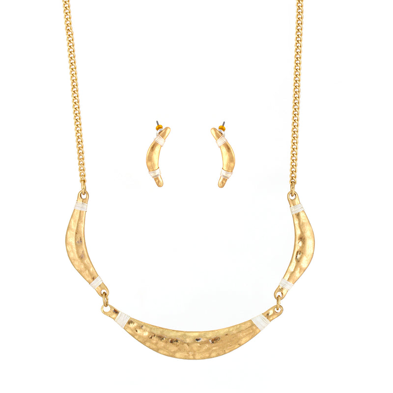 Gold-Tone Metal Earrings And Adjustable Lobster Claw Closure Necklace 