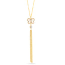 Gold-Tone Metal Crystal Mother Of Pearl Butterfly Pendant Adjustable Lobster Claw Closure Tassel Necklaces