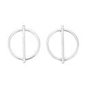 Silver-Tone Metal Circle Stud Earrings