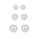 Silver-Tone Metal White Pearl Set Of 3 Stud Earrings