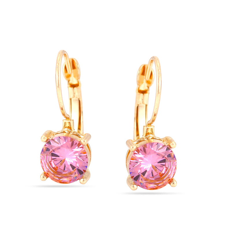 Gold-Tone Metal Pink Crystal Drop Earrings