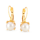 Gold-Tone Metal Cream Peal Drop Earrings