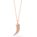 Rose Gold-Tone Metal Crystal Horn  Adjustable Lobster Claw Closure Necklaces