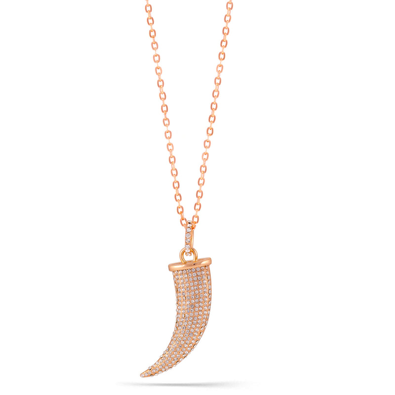 Rose Gold-Tone Metal Crystal Horn  Adjustable Lobster Claw Closure Necklaces