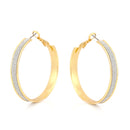 Gold-Tone Metal Silver Glittering Hoop Earrings