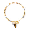 Gold-Silver-Tone Metal Tiger'S Eye Charms Bracelets