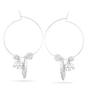 Rhodium-Tone Metal Elephant Charms Hoop Earrings