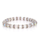 Rhodium-Tone Metal Rainbow Crystal Beads Stretch Bracelts