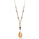 Gold-Tone Metal Multi Colored Beads Ajustable Lobster Claw Closure Necklace 