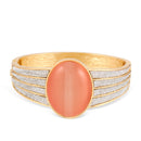 Gold-Tone Metal Peach Stone Hinged Crystal Bracelets