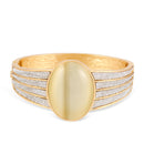 Gold-Tone Metal Cream Stone Hinged Crystal Bracelets