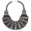 DARK BROWN RESIN AND BONE STATEMENT NECKLACE