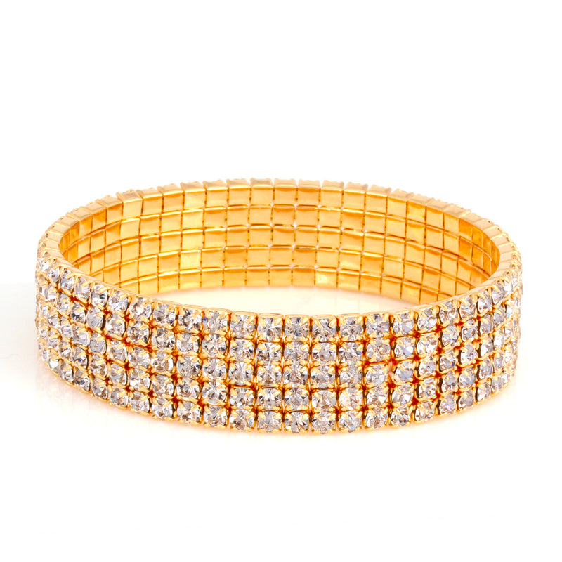 Gold-Tone Metal Crystal Stretch Bracelets