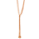 Rose-Gold-Tone Metal Adjustable Lobster Claw Closure Multi Layered Tassel Necklace