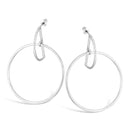Silver-Tone Metal Circle Drop Stud Earrings