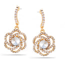 Gold-Tone Metal Flower Crystal Stud Earrings