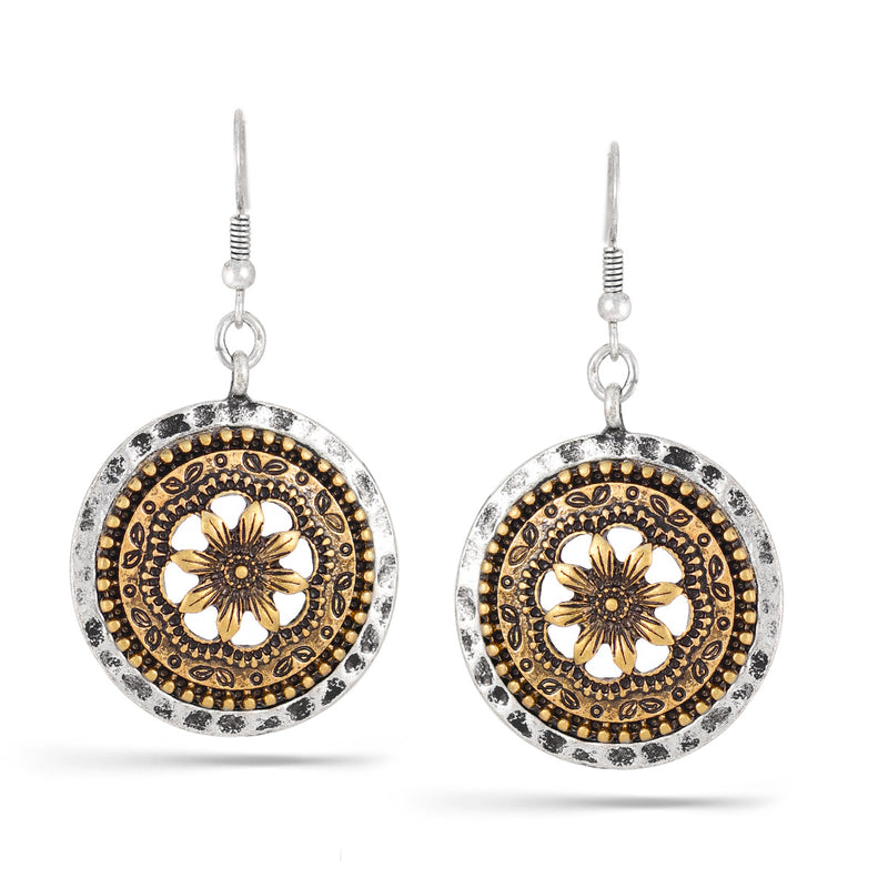 Silver And Gold-Tone Metal Drop Earrings