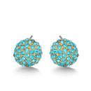 Gold-Tone Metal Aqua Blue Crystal Stud Earrings