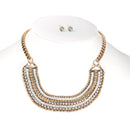 Gold-Tone Metal Crystal Earrings And Adjustable Lobster Claw Closure Statement Necklaces