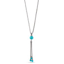 Silver-Tone Metal Crystal And Turquoise Tassel  Adjustable Lobster Claw Closure Necklaces