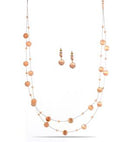 Brushed Metal Bubble Illusion Necklace And Earrings Set