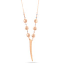 Rose Gold -Tone Metal Pendant Pearl And Crystal Adjustable Lobster Claw Closure Necklaces Set