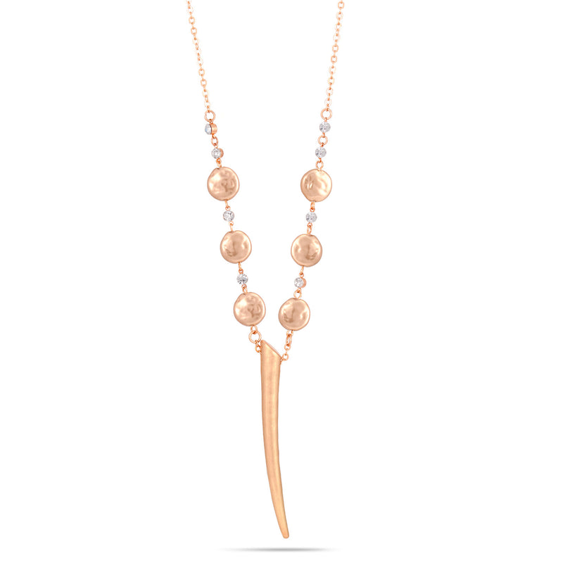Rose Gold -Tone Metal Pendant Pearl And Crystal Adjustable Lobster Claw Closure Necklaces Set