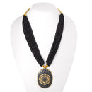 Gold-Tone Metal Pendant Black Seed Beads Adjustable Lobster Claw Closure Layered Necklaes