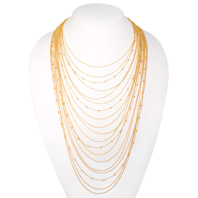 Gold-Tone Metal Adjustable Lobster Clasp Layered Necklaces