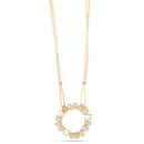Gold-Tone Metal Cream Round Pendant Cream Necklaces