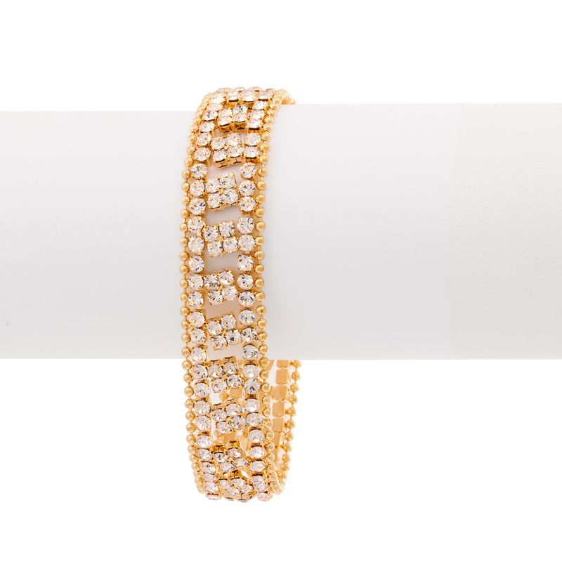 Gold-Tone Metal Crystal Wrap Around Bracelets