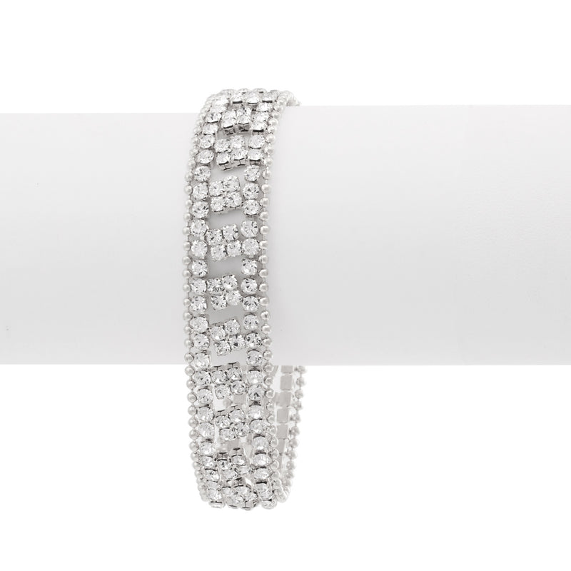 Silver-Tone Metal Crystal Wrap Around Bracelets