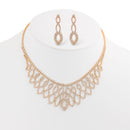 Gold-Tone Metal Crystal Earrings And Adjustable Lobster Claw Closure Necklaces Set