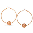 Rose Gold-Tone Metal Ball Hooo Earrings