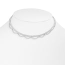 Silver-Tone Metal Crystal Adjustable Lobster Claw Closure Choker Necklaes