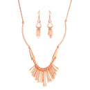 Rose-Gold-Tone Metal Tassel Earrings And Adjustable Lobster Claw Closure Necklaces Set