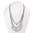 Gold-Tone Metalturquoise And Pink Beads Cowrie Shell  Adjustable Lobster Claw Closure Layered Necklaes