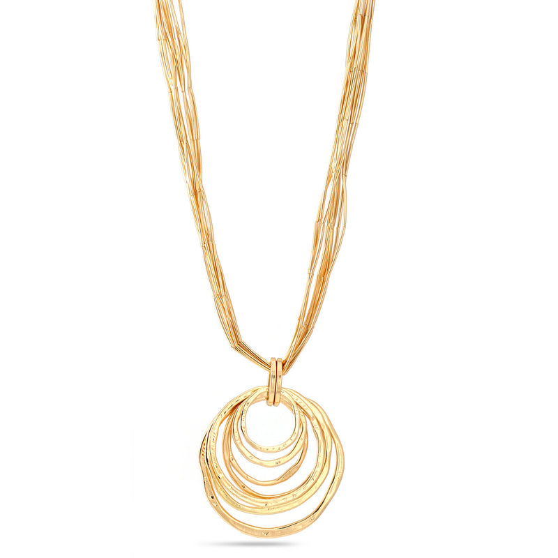 Gold-Tone Metal Circle Pendant Adjustable Lobster Clasp Layered Necklaces
