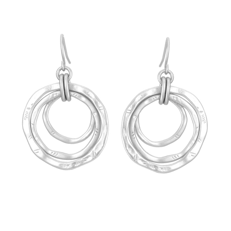 Silver-Tone Metal Circle Drop Earrings