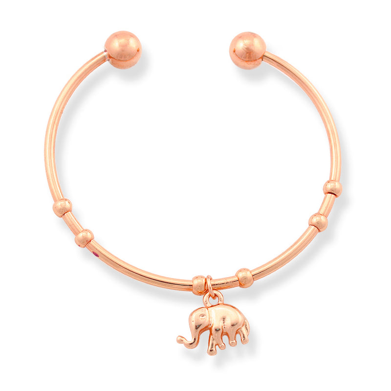 Rose Gold-Tone Metal Elephant Charm Bracelet