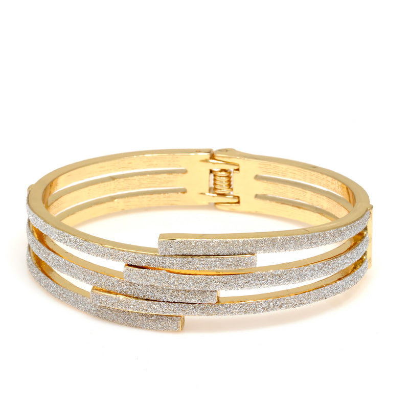 Gold Glitter Oval Hinged Bracelet