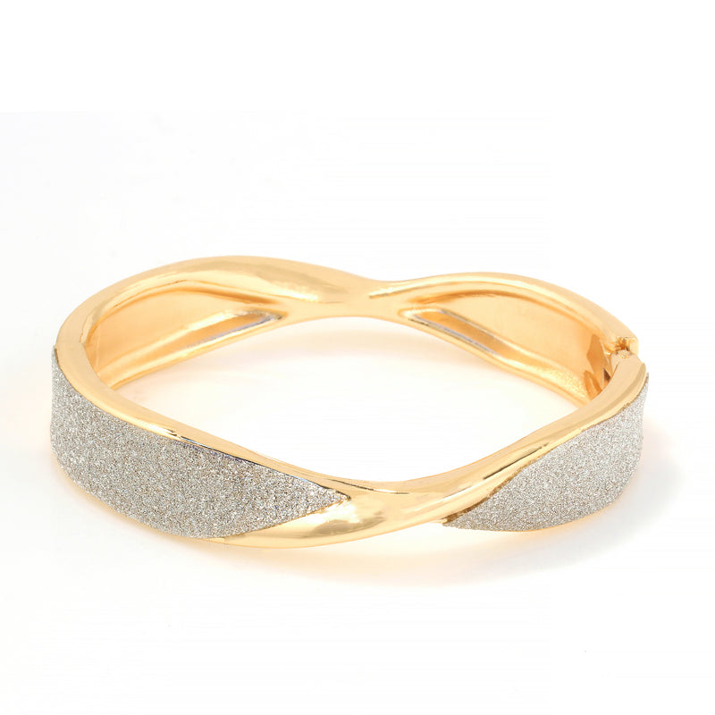 Gold-Tone Metal Glittering Hinged Bracelets