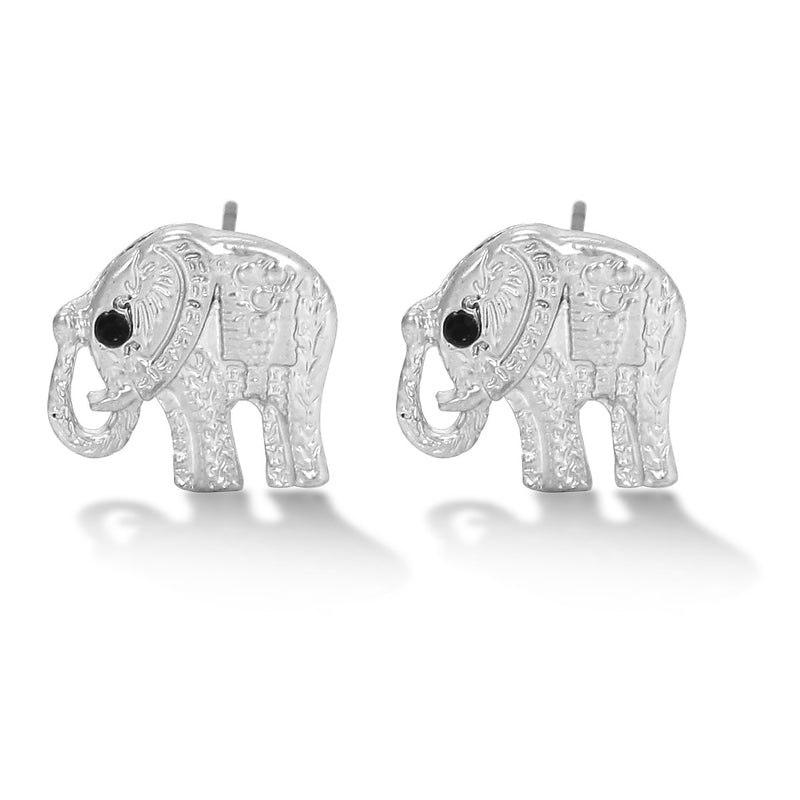 Rhodium-Tone Metalelephant Stud Earrings