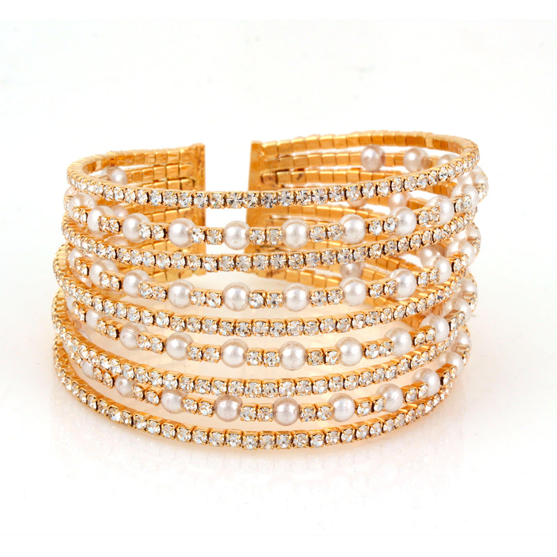 GOLD AND PEARL CRYSTAL  BRACELET