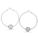Rhodium-Tone Metal Ball Hooo Earrings